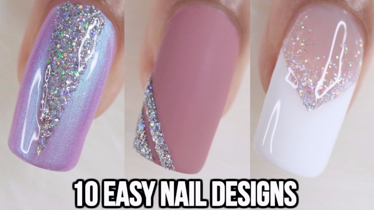 10 EASY GLITTER NAIL IDEAS NAIL ART COMPILATION YouTube