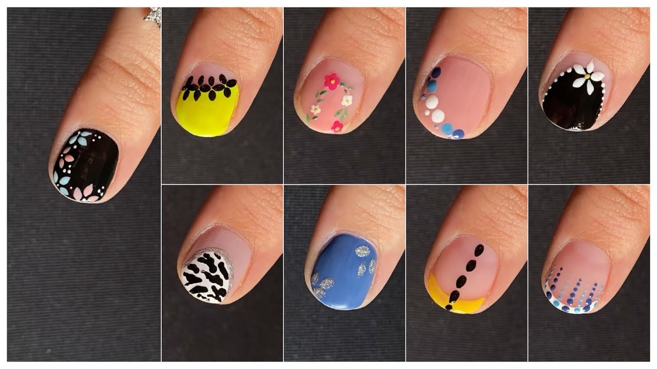 10 Easy Nail Art Designs For Very Short Nails Nail Art Without Tools YouTube