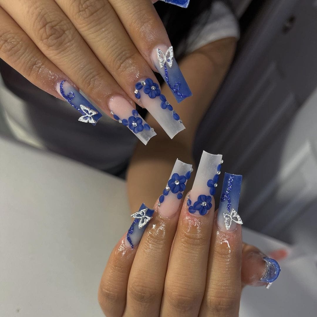 nail designs with navy blue