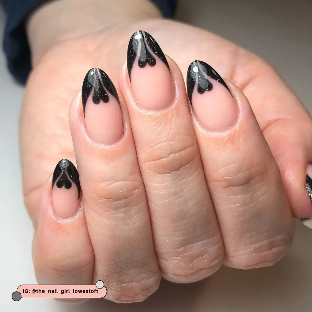 black tip nail designs