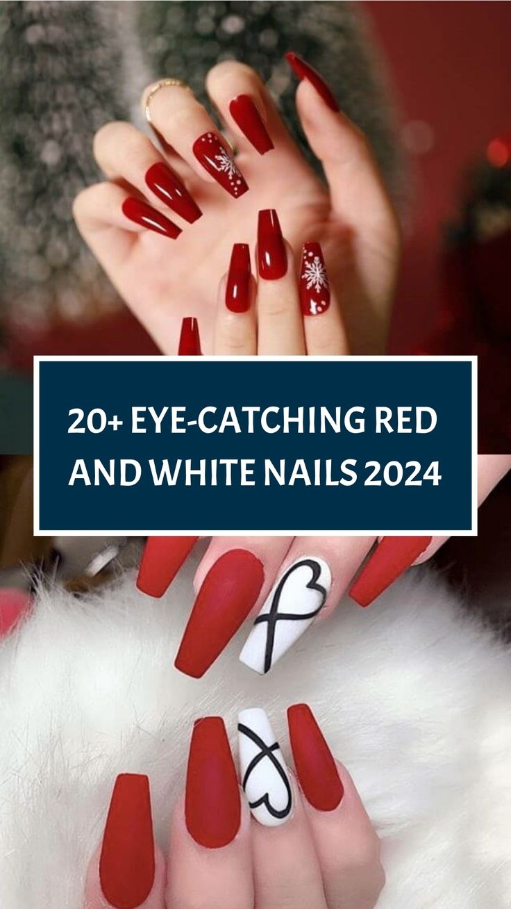 20 Eye catching Red And White Nails 2024 20 Eye catching Red And White Nails 2024