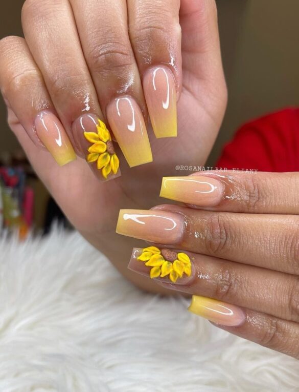 20 Pretty Sunflower Nails You Need To Try This Weekend