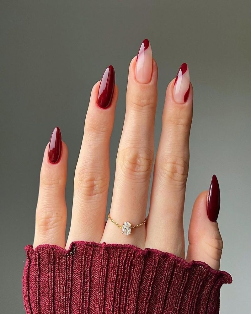 dark red nail designs