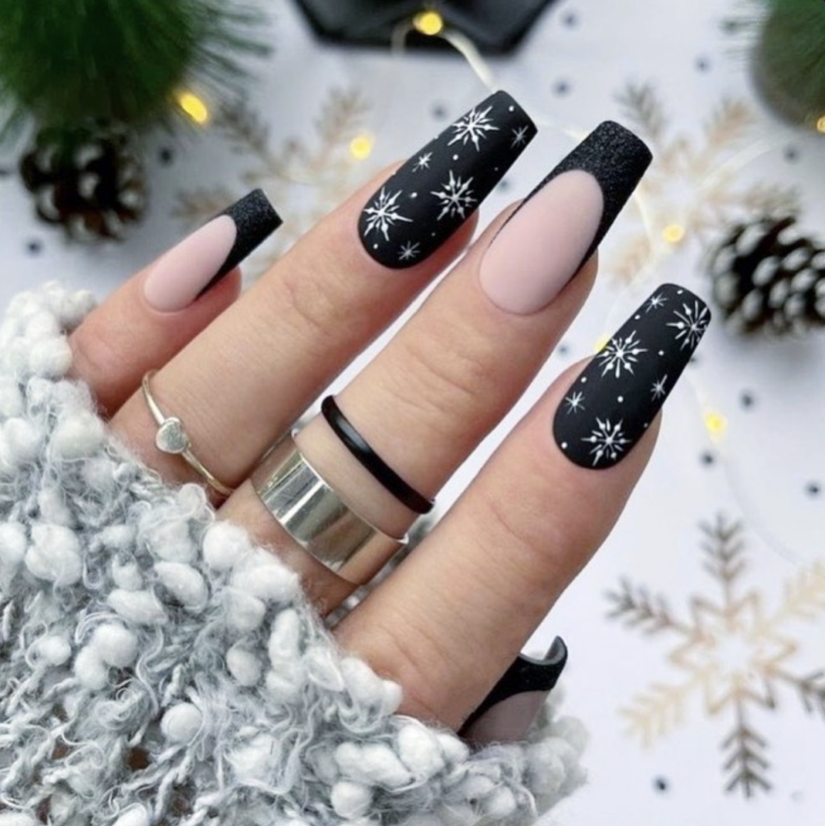 21 Christmas Nail Designs Black Tones To Sleigh The Holidays Nailz In Bloom