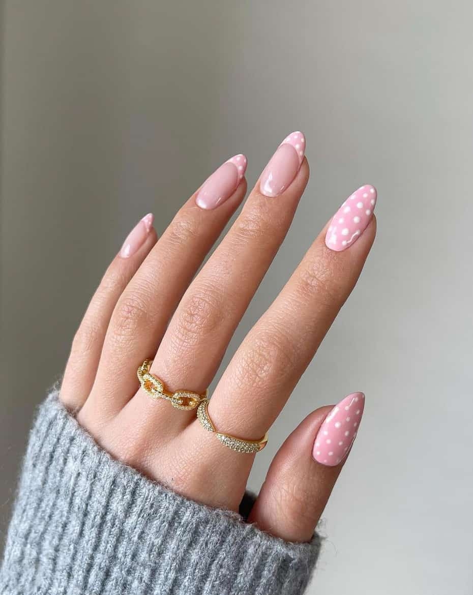 pink and white nail inspo