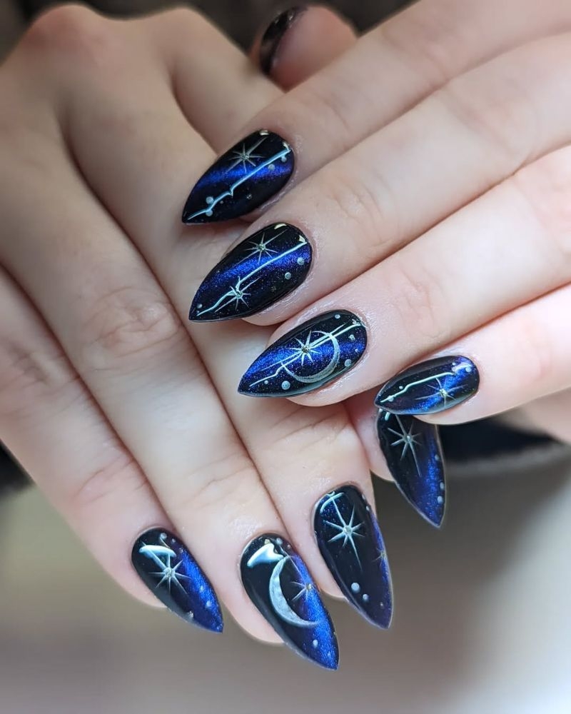 24 Captivating Dark Blue Nails Inspired By The Night Sky Nails For Confidence