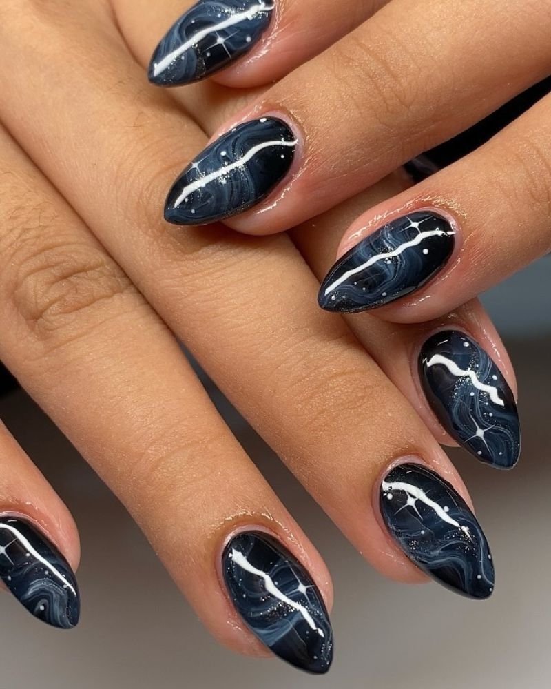 navy blue nail art designs