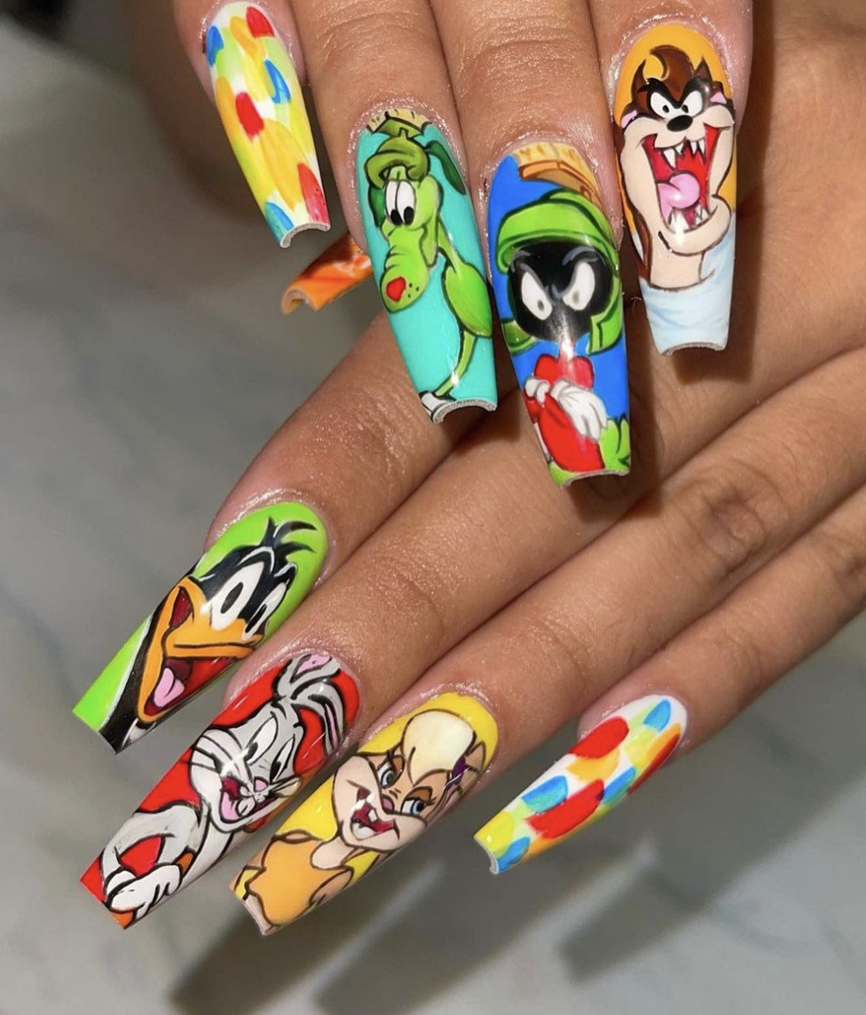 24 Cartoon Nail Designs That Will Make Your Manicure Pop Nailz In Bloom
