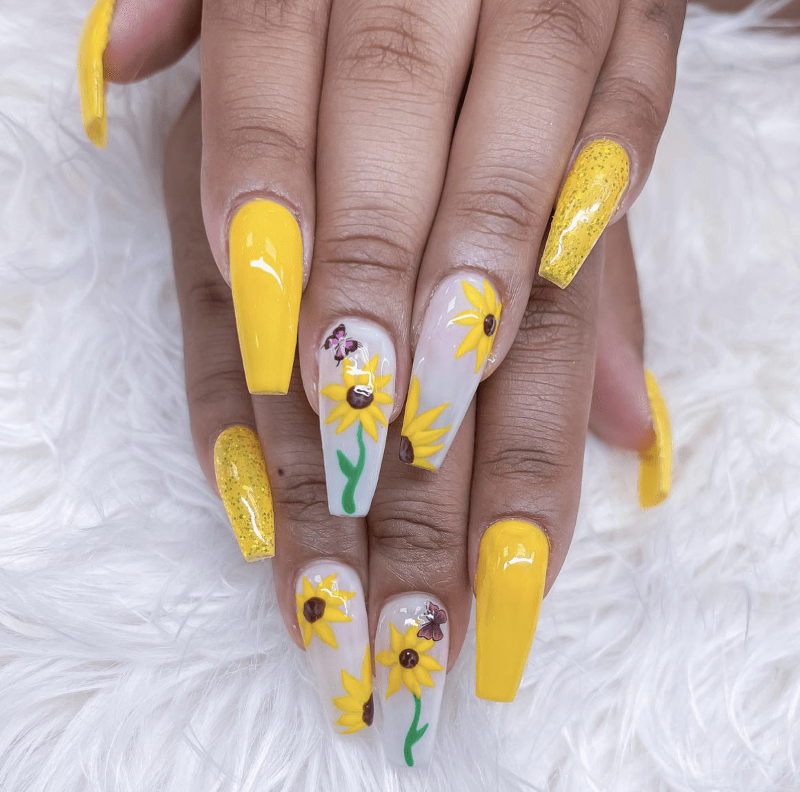 25 Yellow Nail Designs With Sunflowers For Stunning Nails Nailz In Bloom