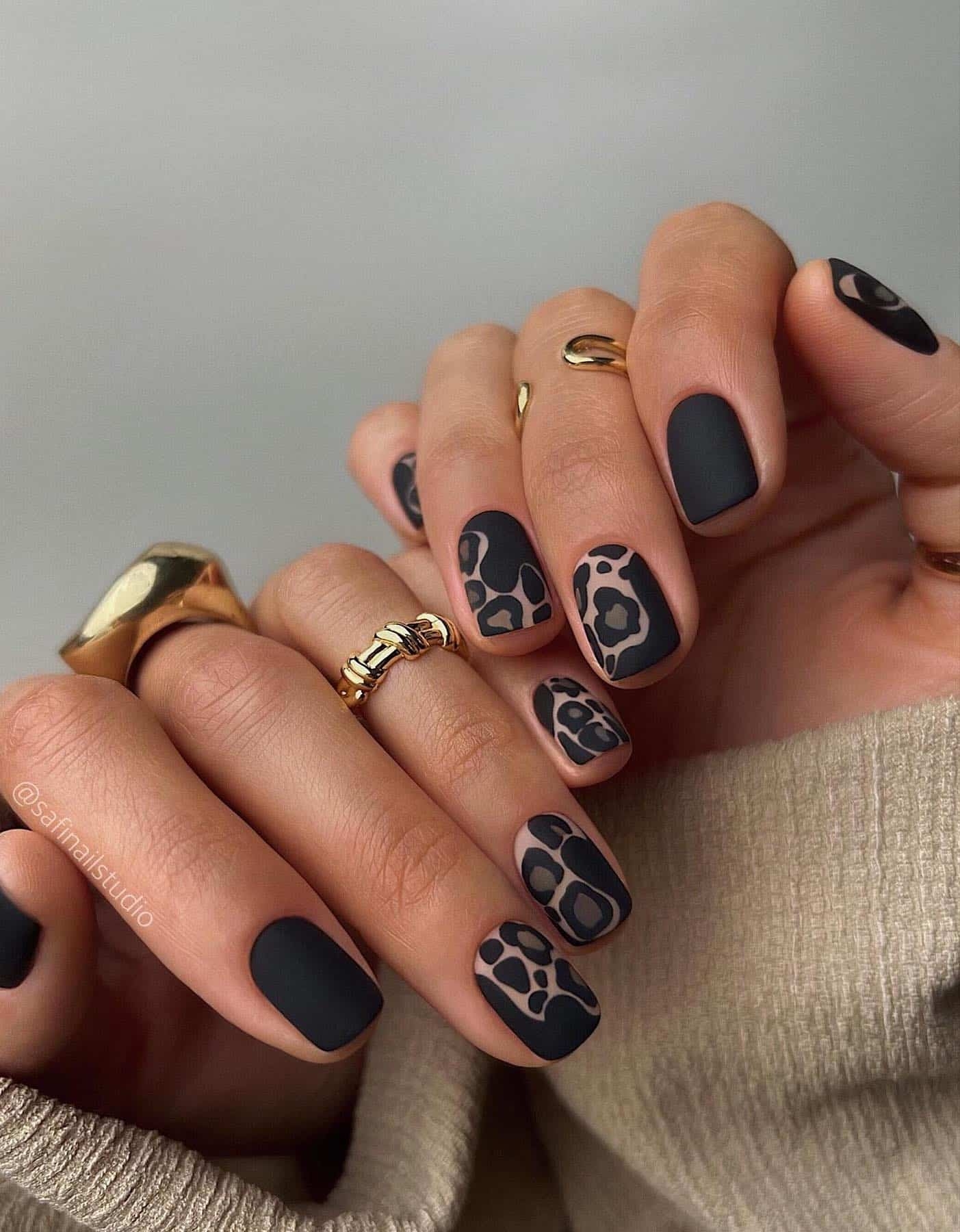 matte black nail designs