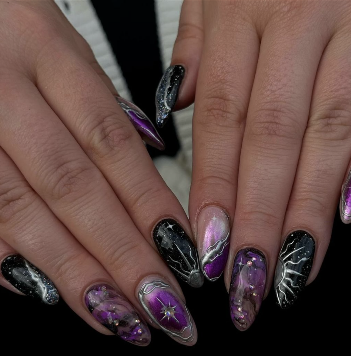 26 Hauntingly Beautiful Black And Purple Halloween Nail Designs Nailz In Bloom
