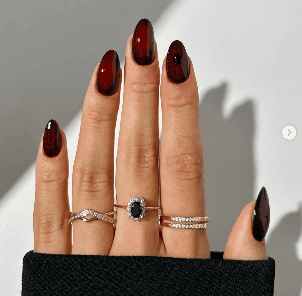 red and black nail inspo