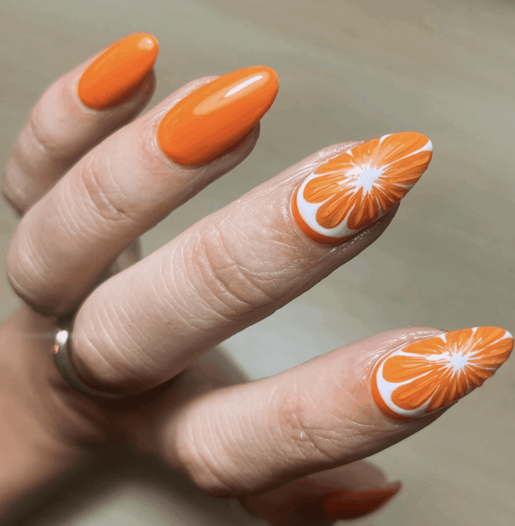 Orange Color Nail Designs