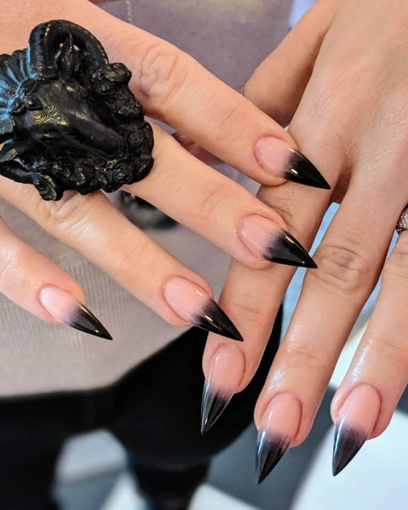 29 Black Nails With Black Tips To Make You Feel Divine