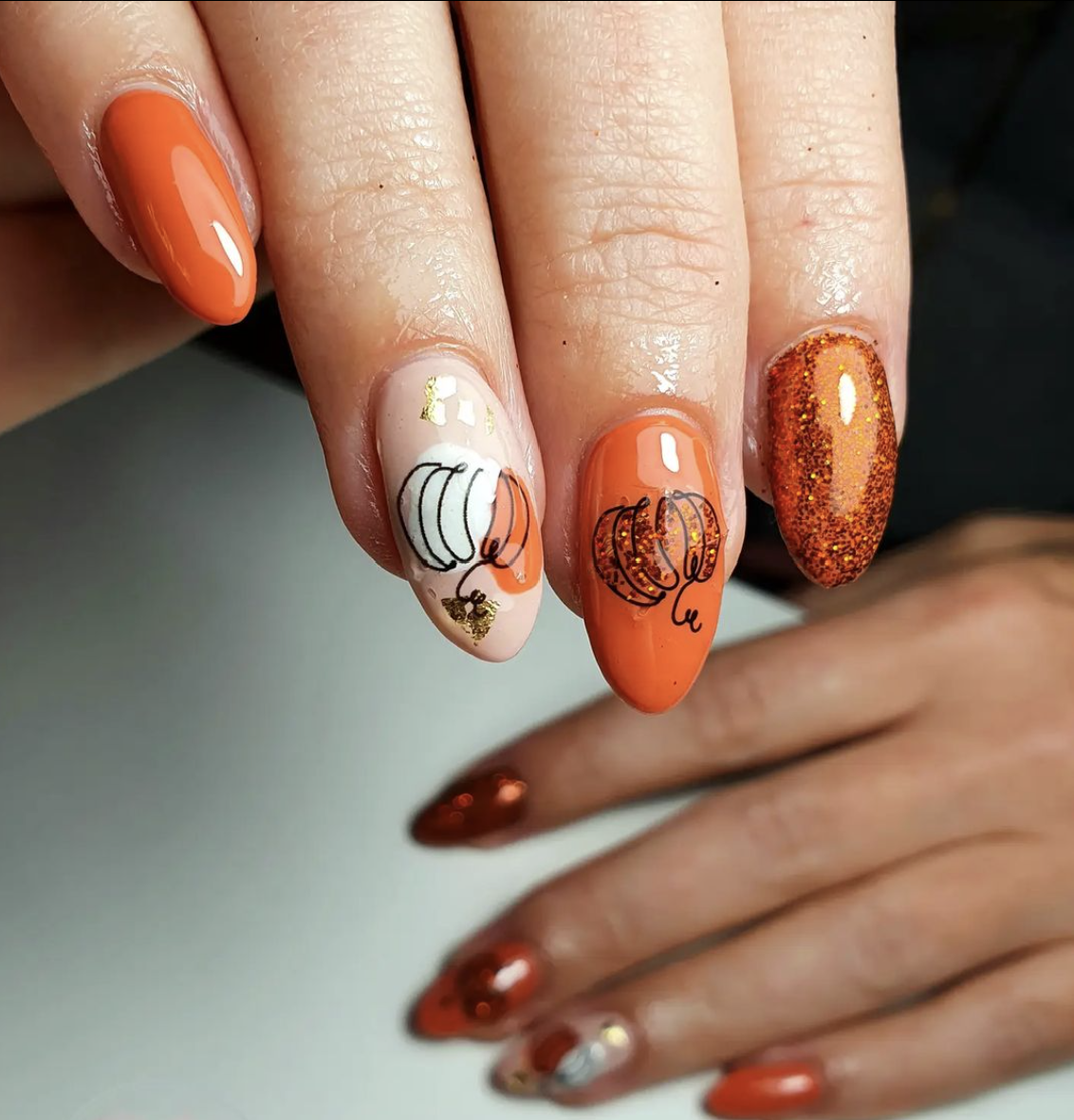 fall burnt orange nail designs