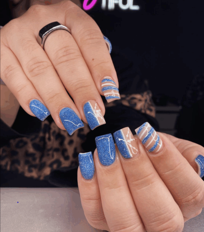 Blue And Silver Nail Designs