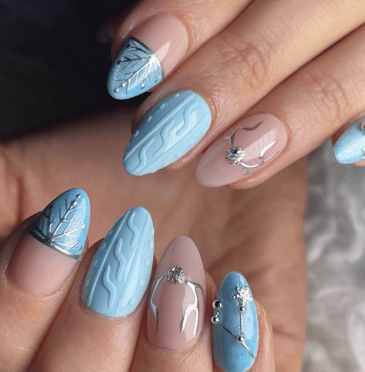 31 Beautiful in Blue Christmas Nail Ideas For The Frosty Vibes Nailz In Bloom