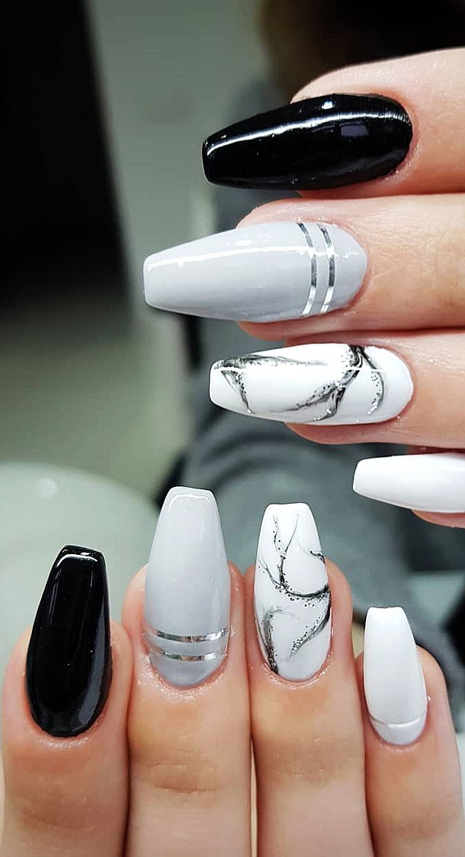 33 Black Nails Design Ideas Different Acrylic Polish And Coffin Methods Womens Ideas