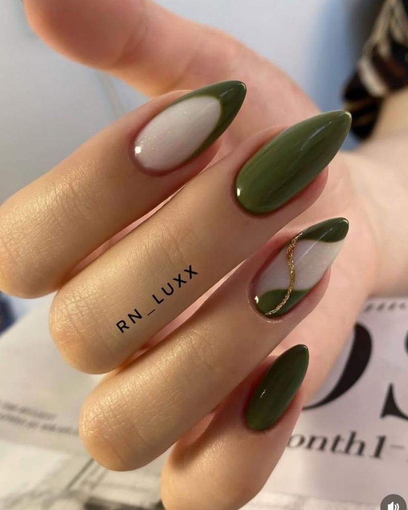 olive green nail designs