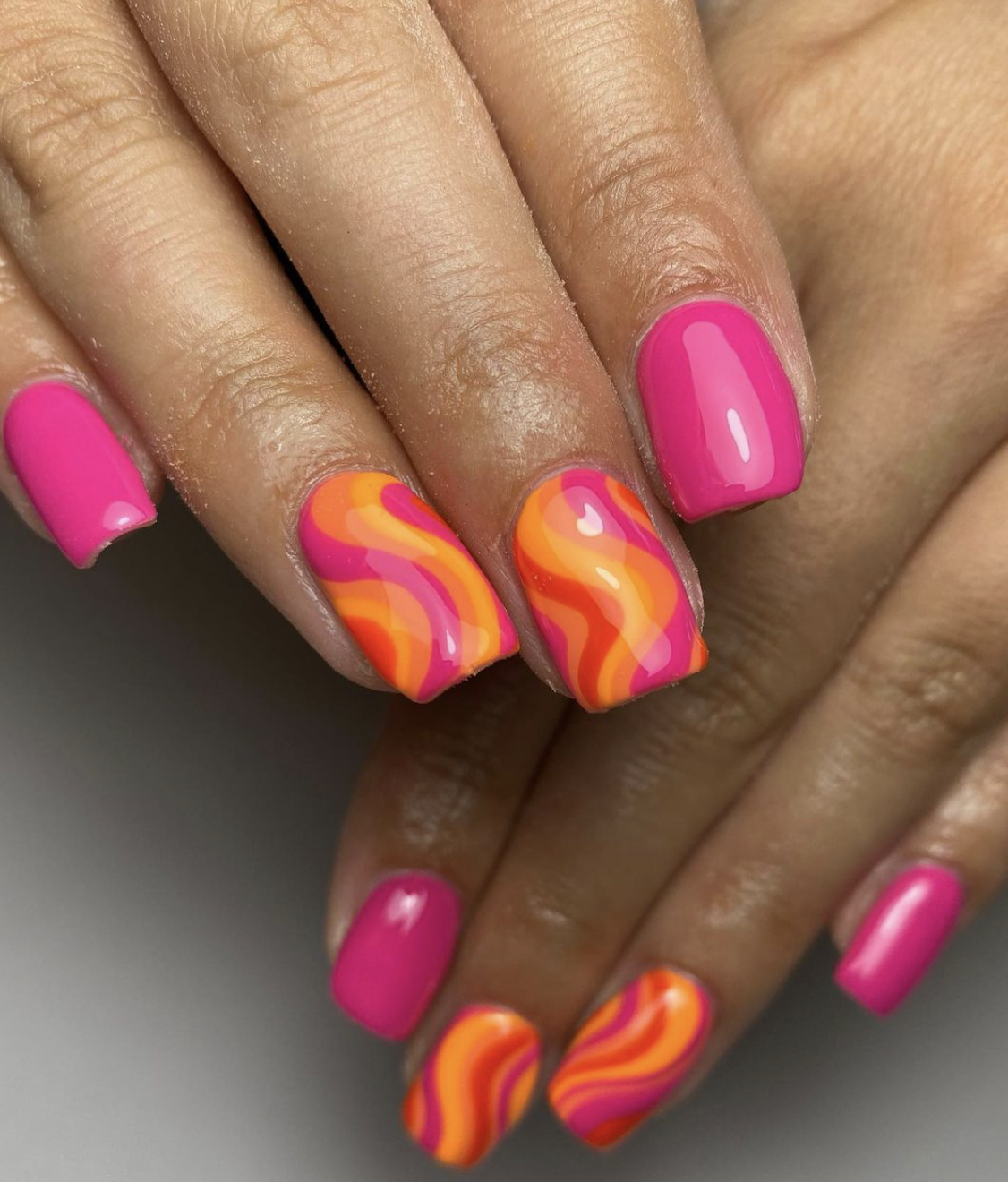 pink and orange nail designs