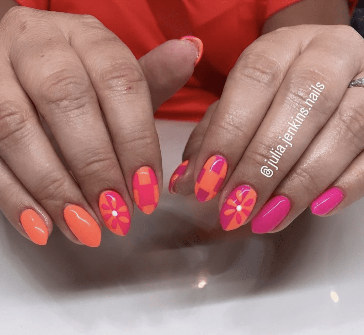 33 Vibrant Orange And Pink Nail Designs For Dazzling Fingers Nailz In Bloom