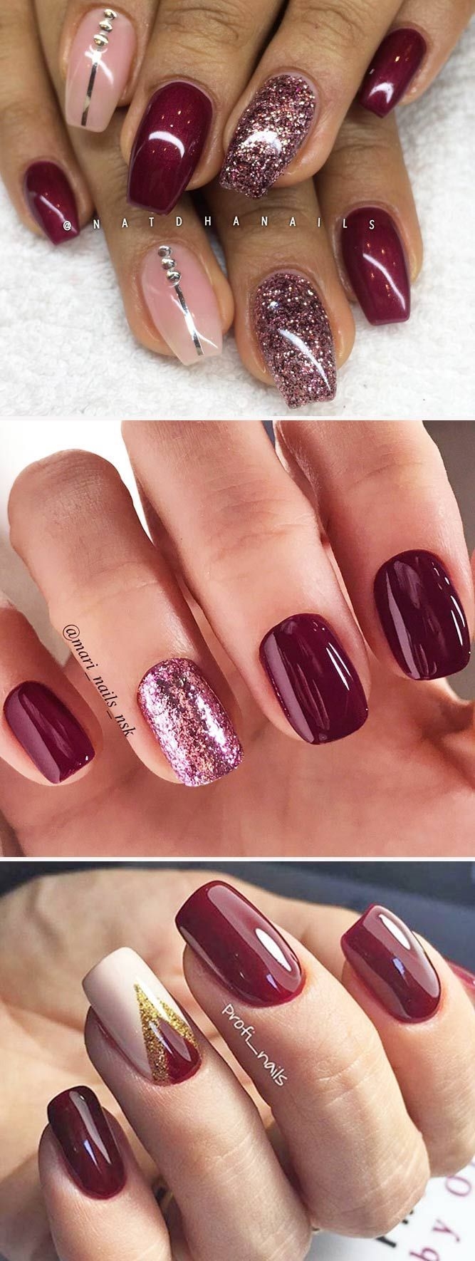 maroon nail designs