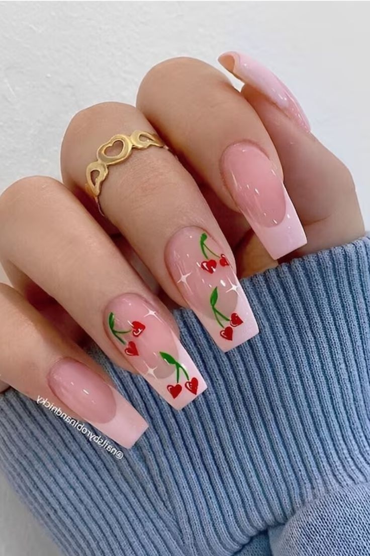 36 Fun Cherry Nail Designs To Rock This Summer Coffin Cherry Nails