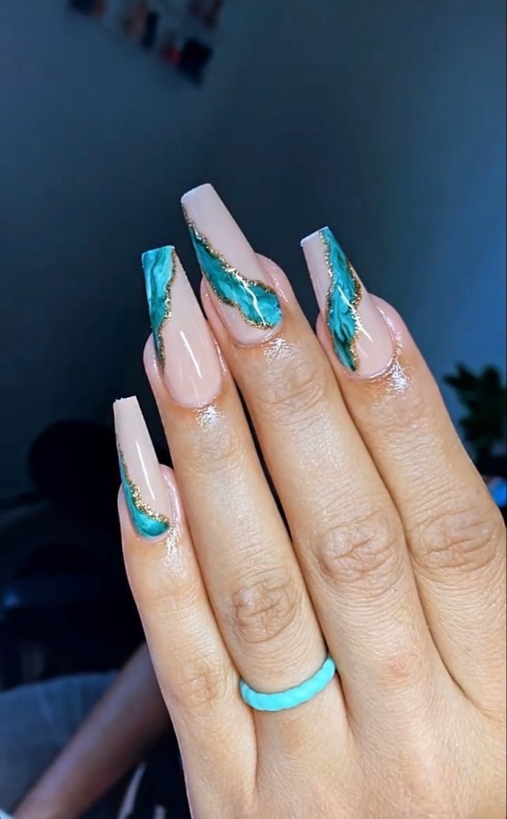 38 Turquoise Teal Nails For A Refreshing Manicure