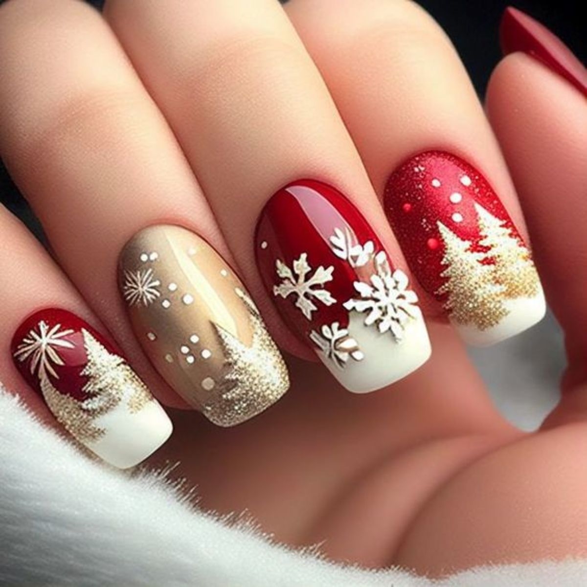christmas design on nails