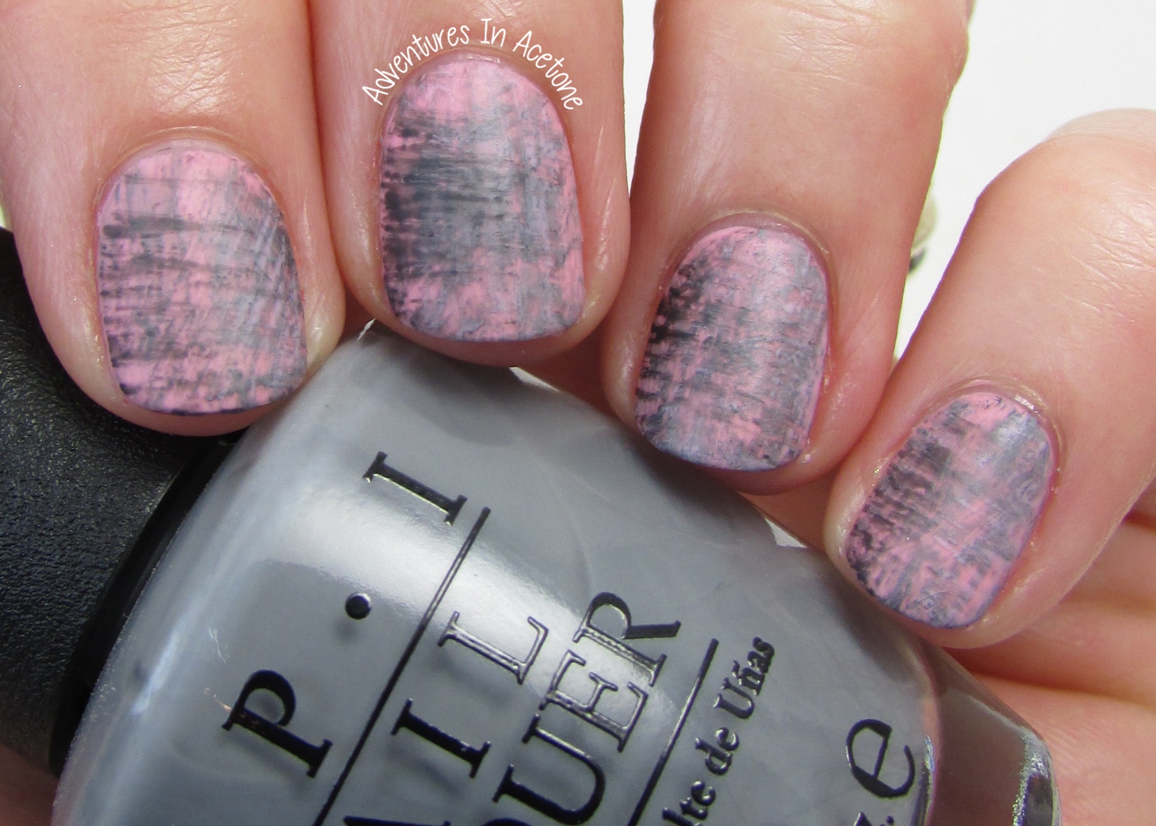 40 Great Nail Art Ideas Grey Color Pink And Grey Fanbrush Nail Art Adventures In Acetone