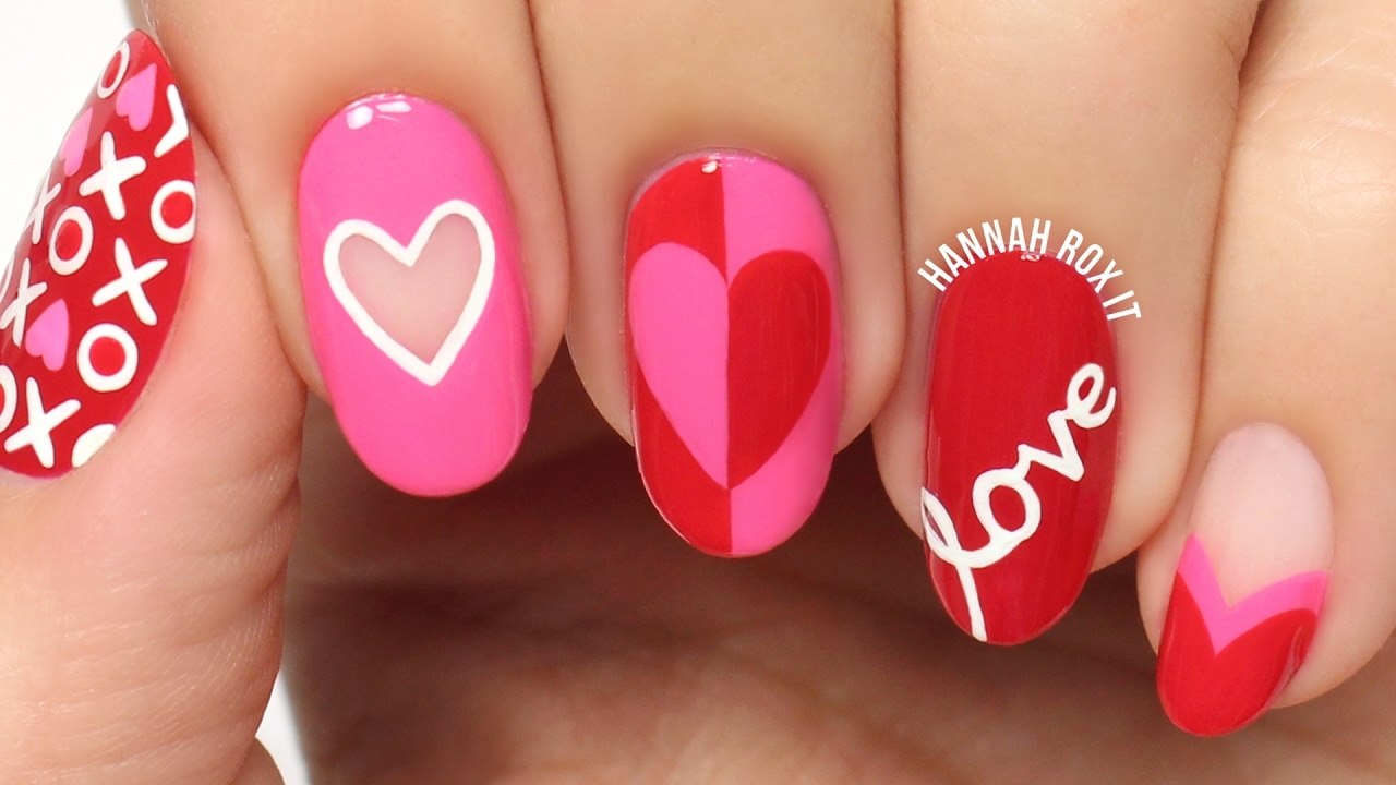 5 Cute Valentine s Day Nail Art Ideas YouTube