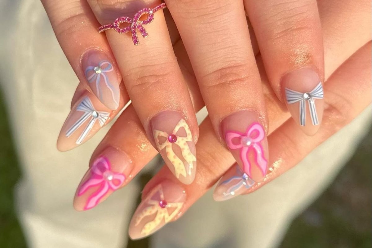 50 Bow Nail Designs To Inspire Balletcore Coquette Manicures Scratch