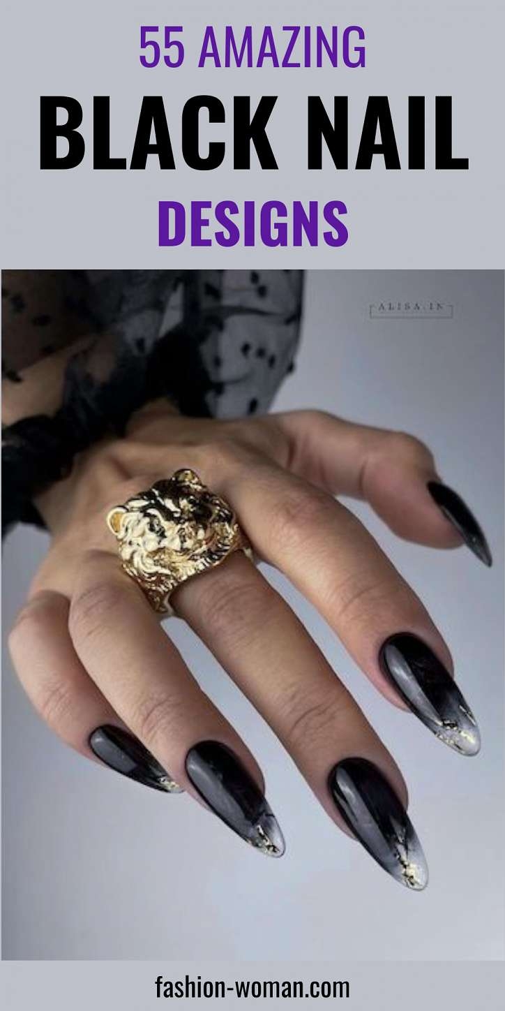 55 Black Nail Designs For 2024 55 Black Nail Designs For 2024
