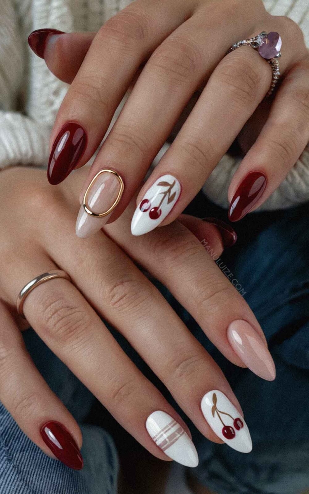 red nail design