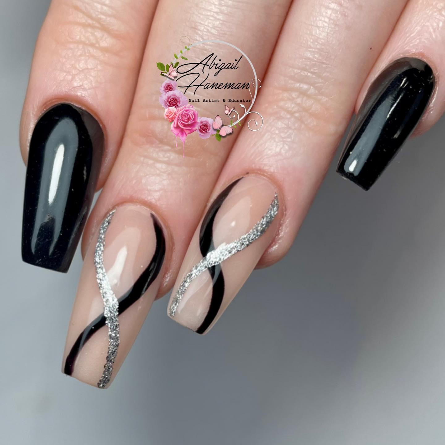 black silver nail designs