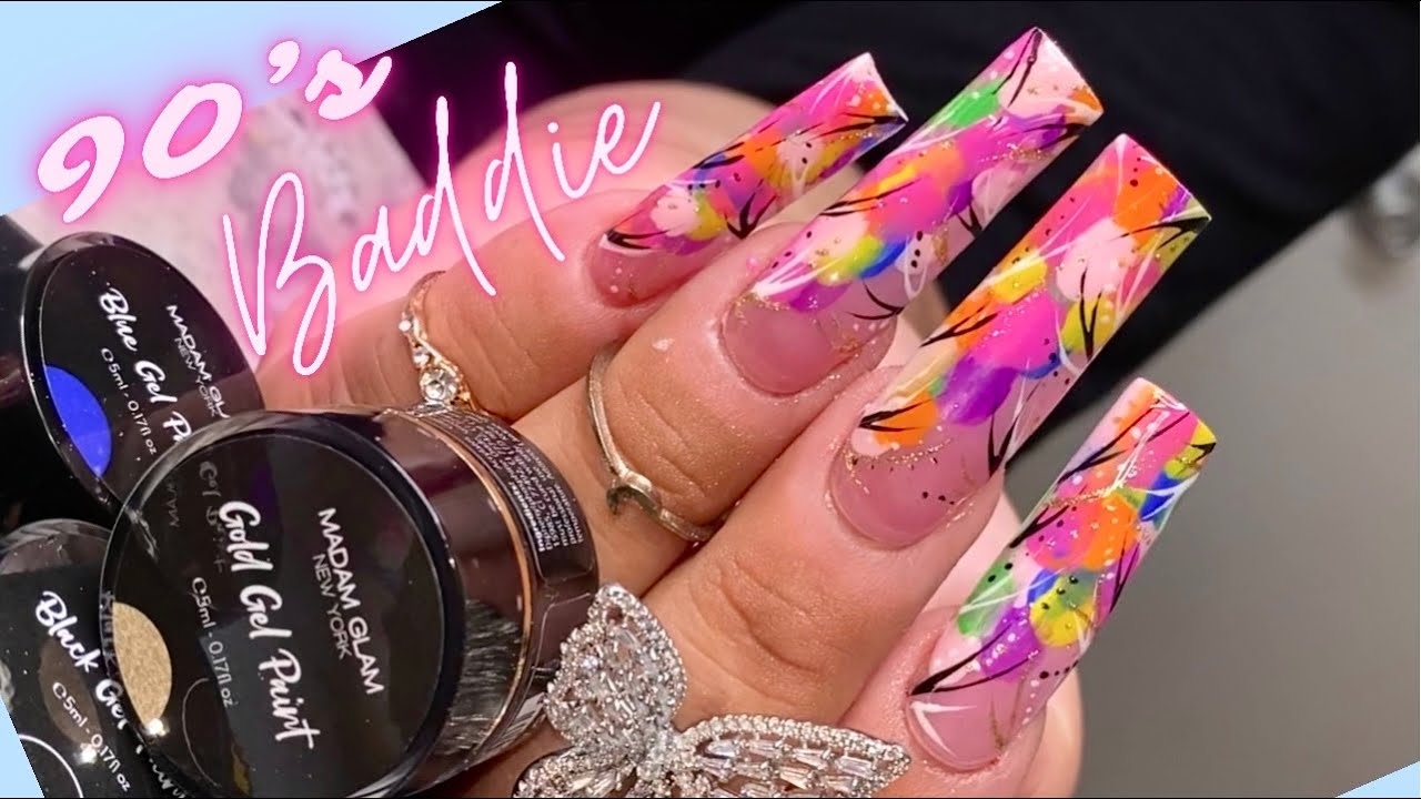 90s Inspired Nail Art Old School Nail Designs Y2k Nails Easy Nail Art Tutorial Madam Glam Gel YouTube