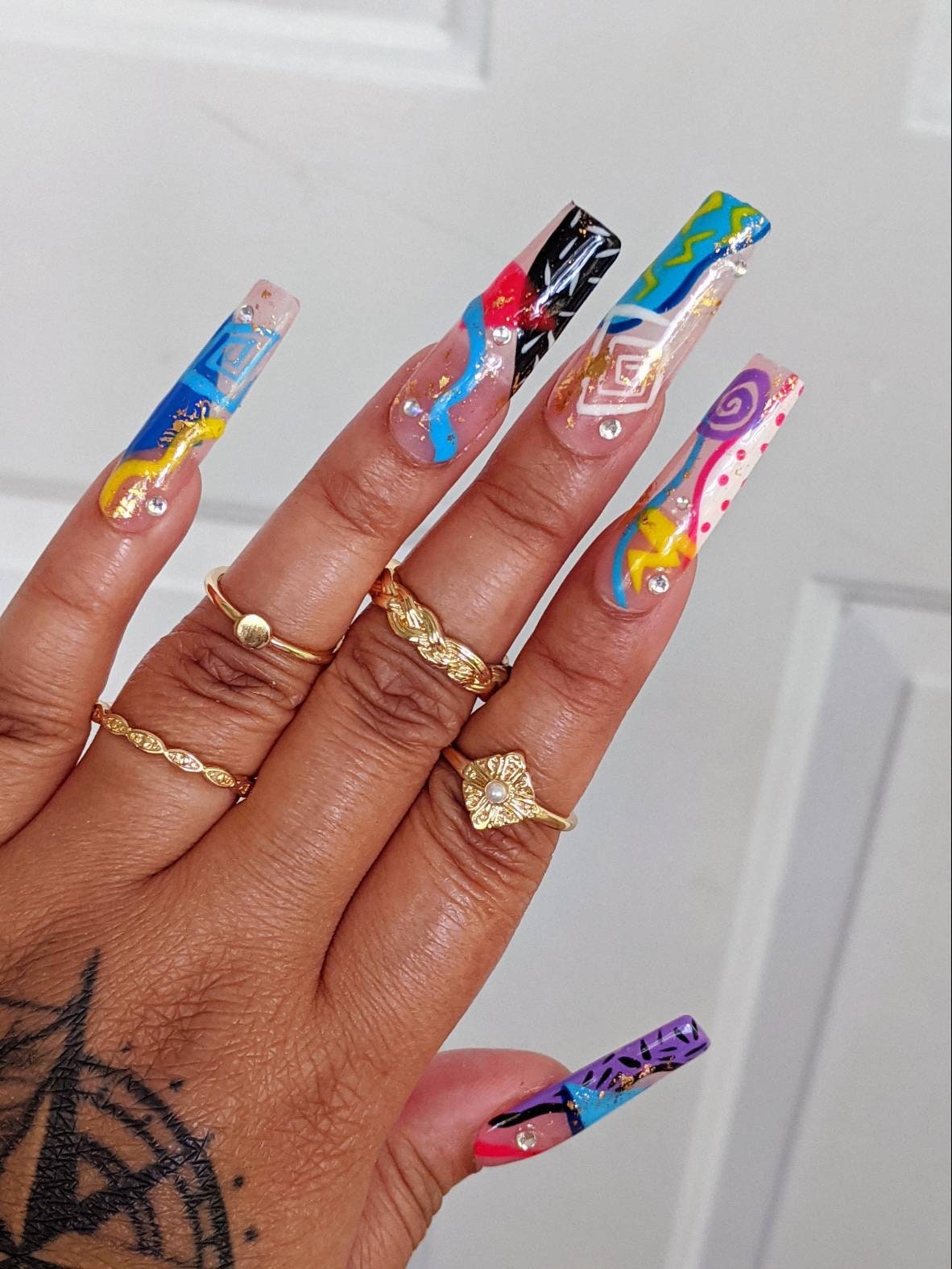 90s Inspired Press On Nails Length shape Options Available Etsy
