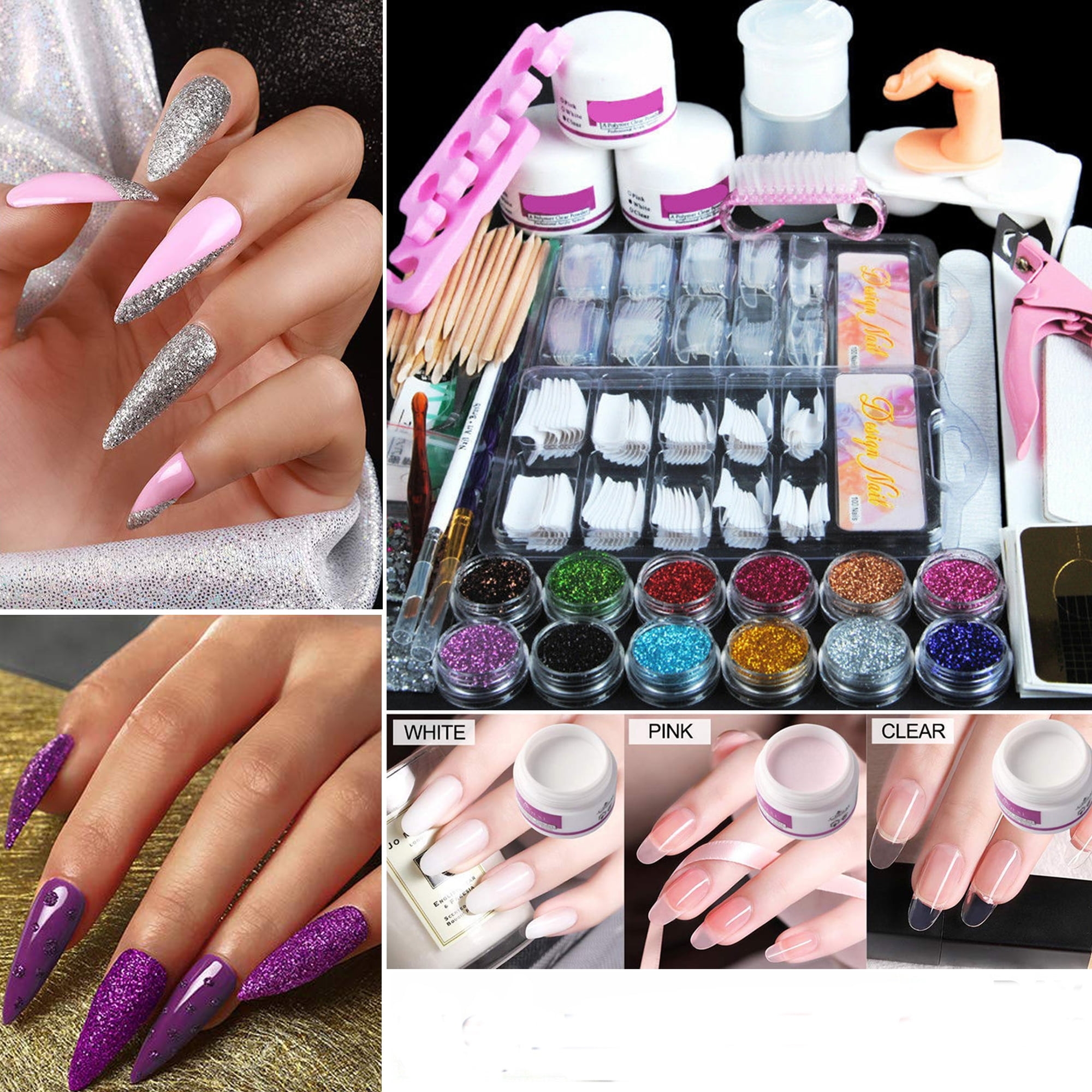 Acrylic Manicure Art Tool Set Nail Art Gel Powder Sticker DIY Kit Nail Art Phototherapy Gel Combo Brush Walmart