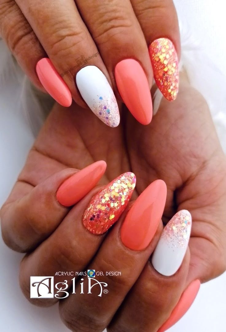 Acrylic Nails Gel Design Coral Nails Gel Nails Coral Nails With Design