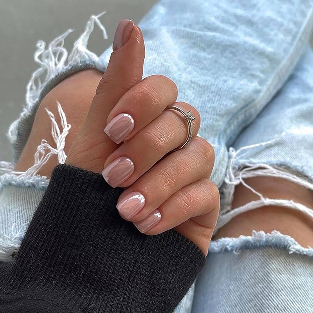 Amazon 24Pcs Press On Nails Short Square Fake Nails Brown Nails Press Ons Full Cover False Nails With Artificial Glossy Designs Acrylic Nails Square Glue On Nails Short Stick On Nails For