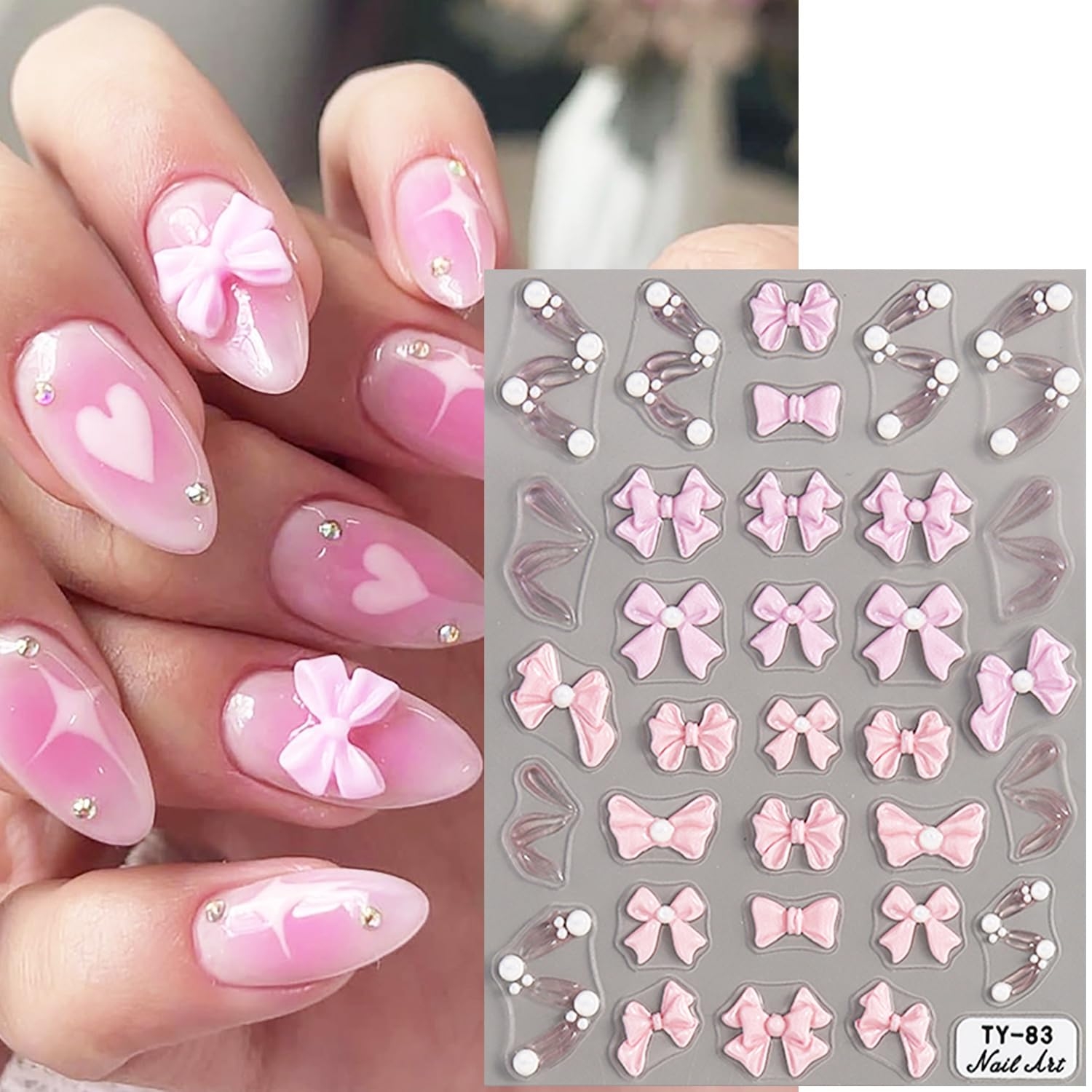 Amazon 5D Embossed Bow Nail Stickers For Nail Art Self Adhesive Pink Bows Nail Art Stickers Cute Bow Nail Decals For Women Girl DIY Nail Design Decoration 1sheets Beauty Personal