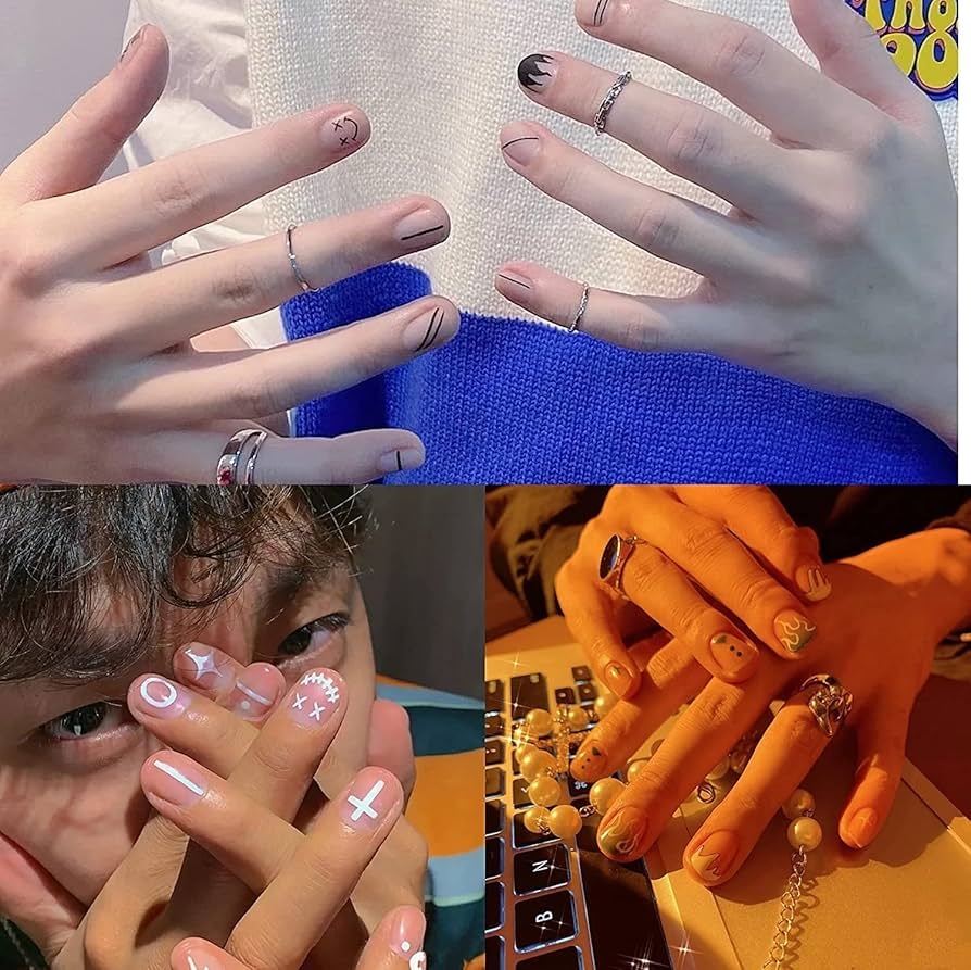 Amazon 6 Sheets Nail Art Sticker Decals For Men Ins Minimalist Style Klein Blue Flame Nail Art Sticker Decals Impressionist Lines Star For Men Girls Nail Art Decoration 6 Colors Beauty