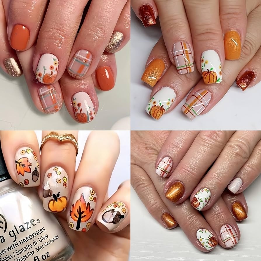 Amazon 6PCS Fall Nail Art Sticker Autumn Leaves Pumpkin Nail Decals 3D Self Adhesive Thanksgiving Gold Yellow Maple Leaf Nail Design Nail Art Supplies For Women Holiday DIY Manicure Decoration Accessories Beauty