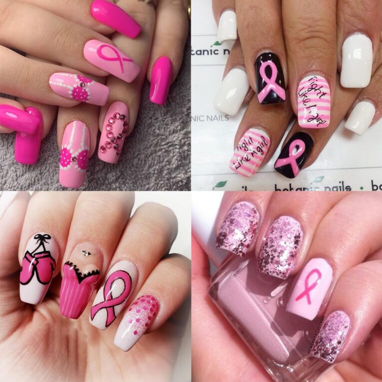 Amazon 6Sheets Breast Cancer Awareness Nail Stickers Self Adhesive Pink Ribbon Decals For Women DIY Nail Art Design Supplies With Love Heart Letter Themes Beauty Personal Care