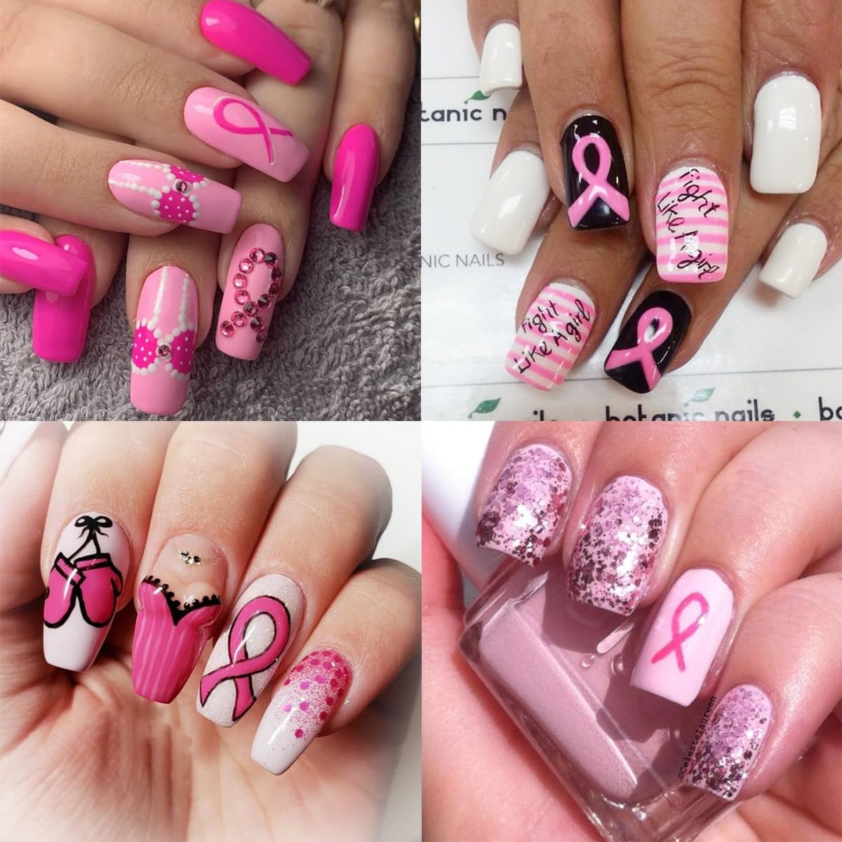 Amazon 6Sheets Breast Cancer Awareness Nail Stickers Self Adhesive Pink Ribbon Decals For Women DIY Nail Art Design Supplies With Love Heart Letter Themes Beauty Personal Care