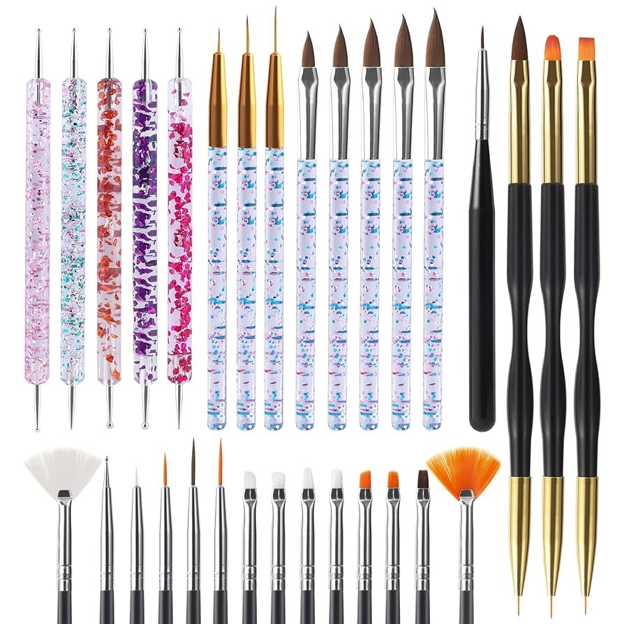 Amazon Artdone 31pcs Nail Art Brushes Nail Art Tool Set Dotting Tools Dust Brush Striping Brushes For Long Lines Drawing Pen For Gel Polish Design Supply Beauty Personal Care