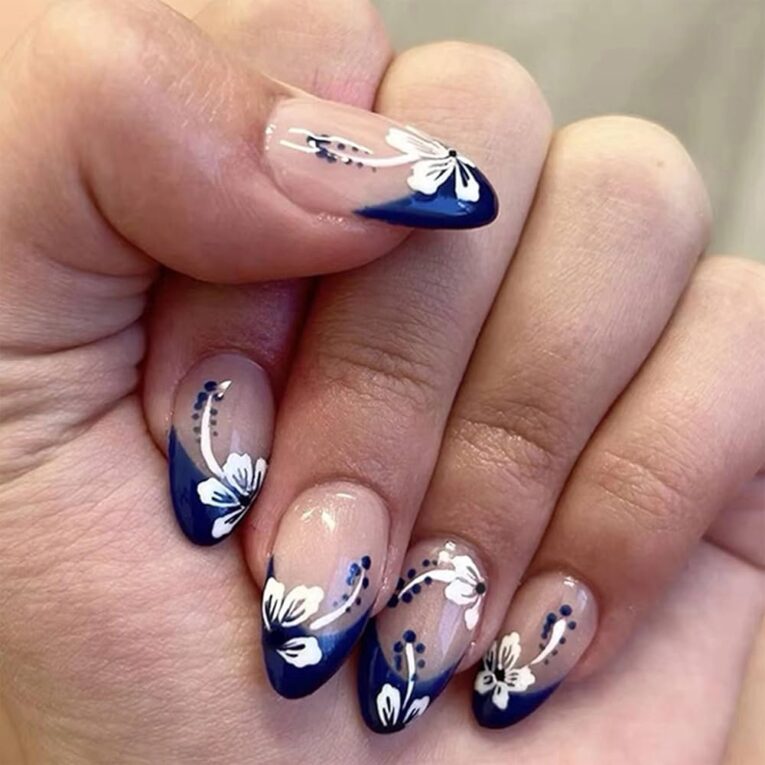 Blue French Tip Nail Designs