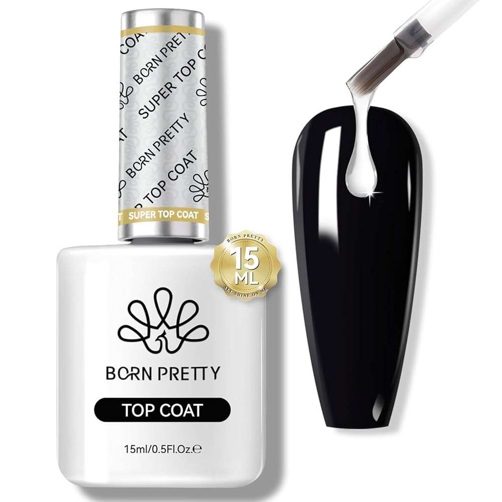 Amazon Born Pretty Gel Nail Polish No Wipe Top Coat 15ml Clear Nail Polish Shiny Long Lasting Top Gel For Clear Nail Gel And Acrylic Nails For Home DIY And Nail Salon 