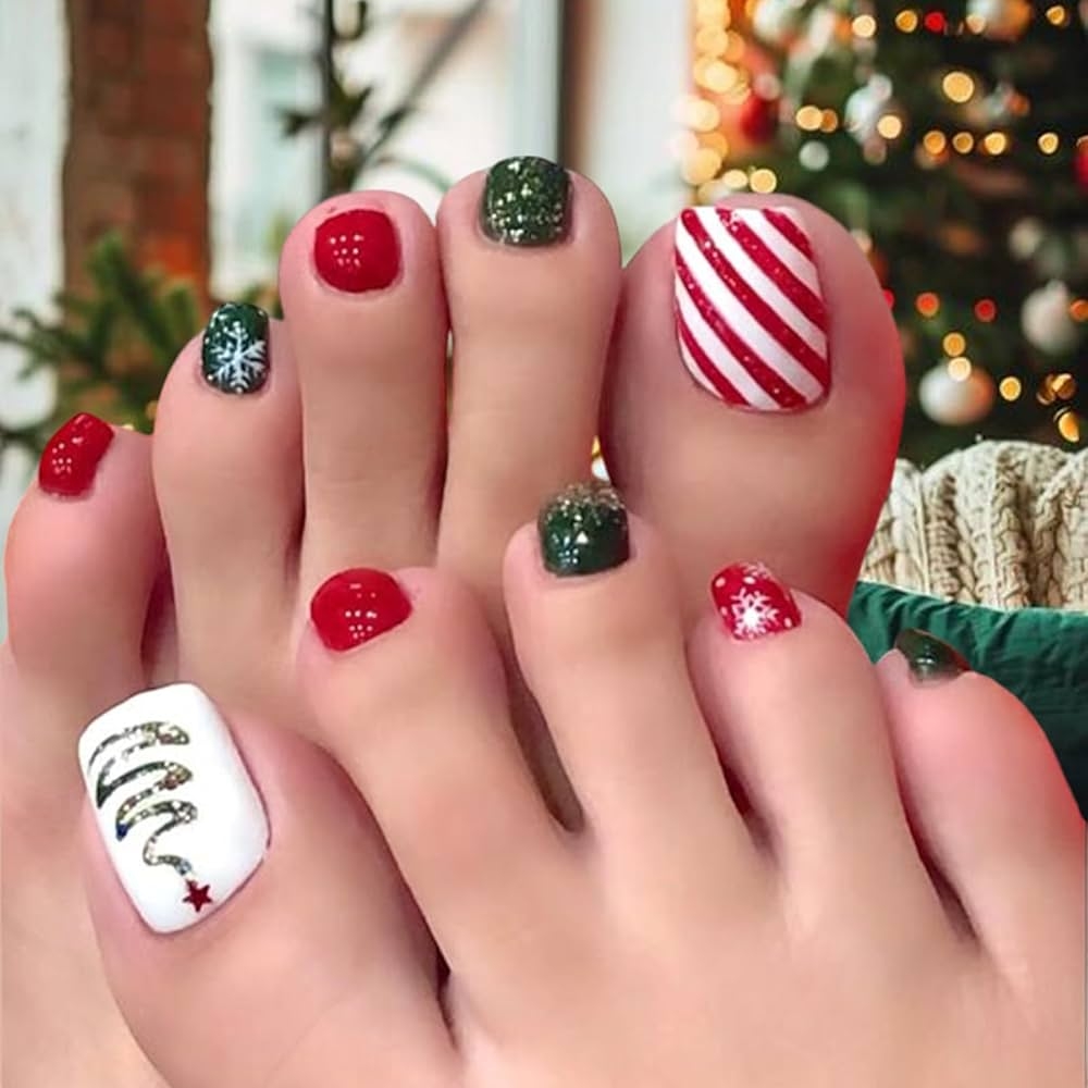 christmas toe nail designs