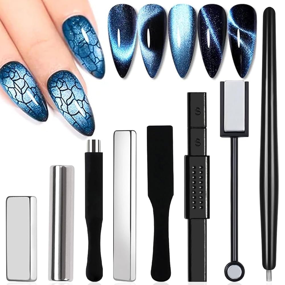 Amazon DANNEASY 8pcs Cat Eye Magnet For Nails Magnetic Gel Nail Polish Nail Magnets Wand Magnet Board Square Thickened Strong Nail Polish Magnet Nail Design Tools Acrylic Nail Art Accessories 
